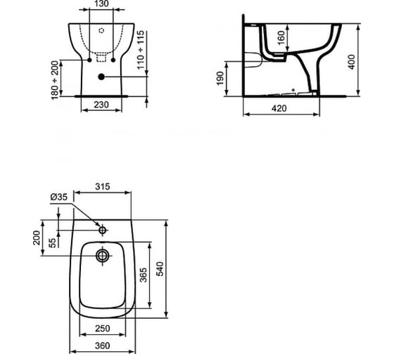 Напольное биде Ideal Standard Esedra T281301