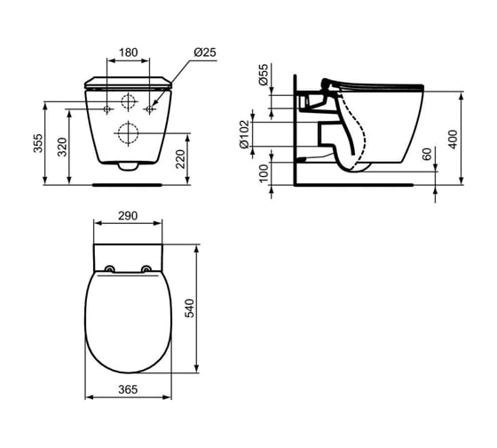 Чаша для подвесного унитаза Ideal Standard Connect AquaBlade E047901