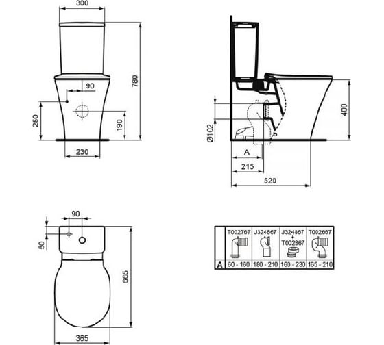 Чаша для унитаза-компакта Ideal Standard Connect Air AquaBlade E013701