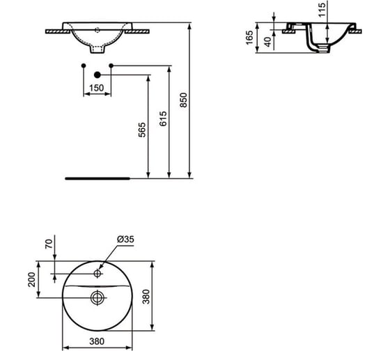 Рукомойник Ideal Standard Connect 38 см E504101