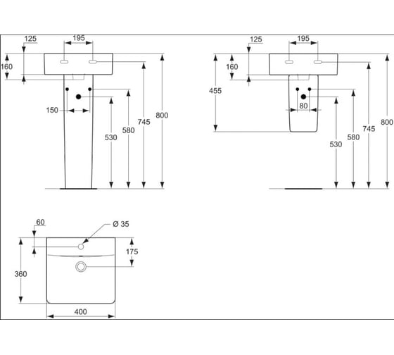 Рукомойник Ideal Standard Connect Cube 40 см E803301