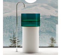 Отдельностоящая прозрачная раковина ABBER Kristall белый/бирюзовый AT2701White-Aquamarin-H