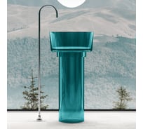 Отдельностоящая прозрачная раковина ABBER Kristall бирюзовая AT2702Aquamarin-H