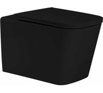 Подвесной безободковый унитаз Santi Line система смыва Tornado, сиденье микролифт, черный матовый SL-5027MB