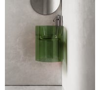 Подвесная прозрачная угловая раковина ABBER Kristall зеленая AT2705Emerald