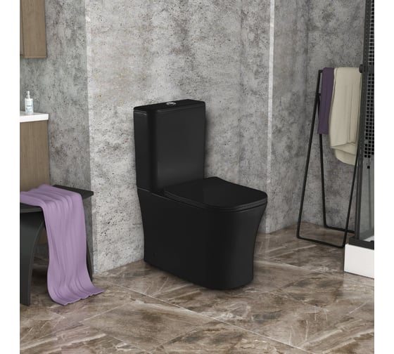Напольный унитаз-компакт Cerutti SPA marmolada mb ct безободковый, сиденье с микролифтом, черный матовый 9826