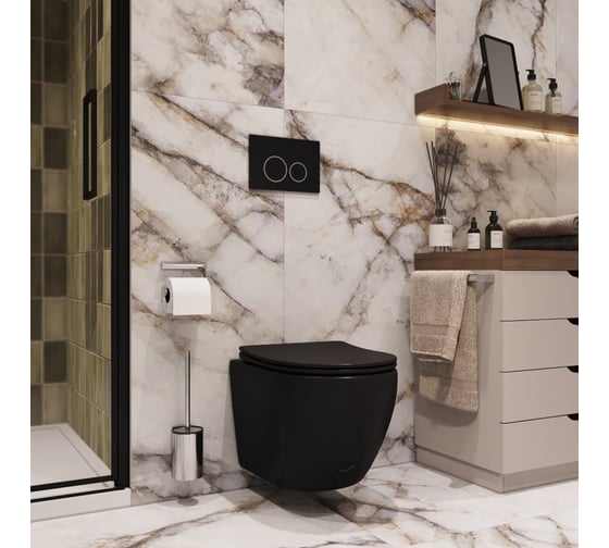 Подвесной унитаз Cerutti SPA ticino aria mb ct черный матовый, безободковый, с сиденьем микролифт 8918
