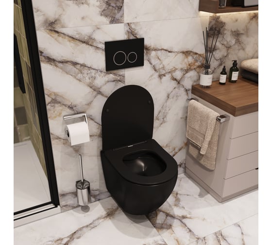 Подвесной унитаз Cerutti SPA ticino aria mb ct черный матовый, безободковый, с сиденьем микролифт 8918