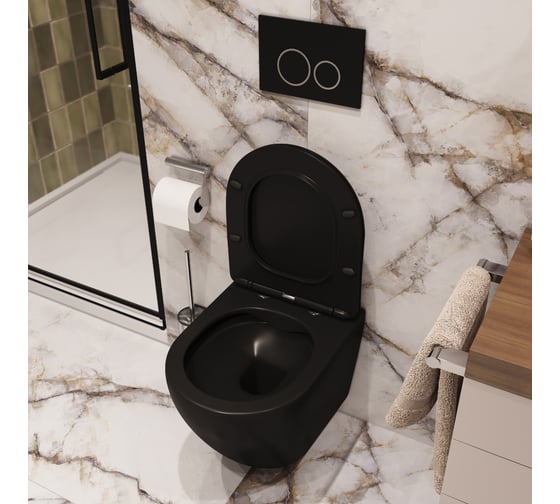 Подвесной унитаз Cerutti SPA ticino aria mb ct черный матовый, безободковый, с сиденьем микролифт 8918