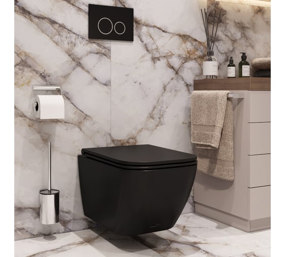 Подвесной унитаз Cerutti SPA mimi aria mb ct черный матовый, безободковый, с сиденьем микролифт 8920