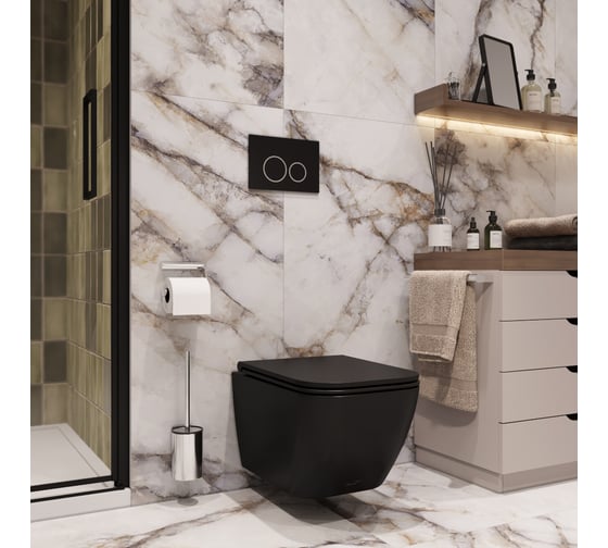 Подвесной унитаз Cerutti SPA mimi aria mb ct черный матовый, безободковый, с сиденьем микролифт 8920