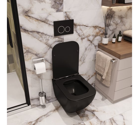 Подвесной унитаз Cerutti SPA mimi aria mb ct черный матовый, безободковый, с сиденьем микролифт 8920