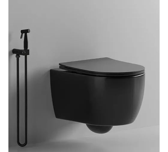 Подвесной унитаз Cerutti SPA oglio aria mb ct черный матовый, безободковый, с сиденьем микролифт 9239