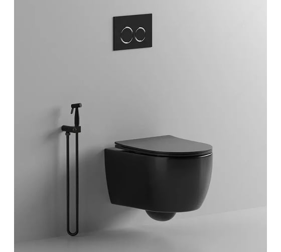 Подвесной унитаз Cerutti SPA oglio aria mb ct черный матовый, безободковый, с сиденьем микролифт 9239