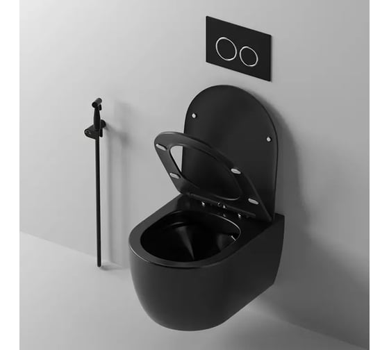 Подвесной унитаз Cerutti SPA oglio aria mb ct черный матовый, безободковый, с сиденьем микролифт 9239