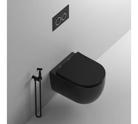 Подвесной унитаз Cerutti SPA oglio aria mb ct черный матовый, безободковый, с сиденьем микролифт 9239