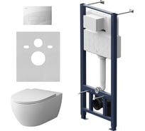 Комплект AM.PM инсталляция с клавишей Pro S белый с подвесным унитазом Awe FlashClean с сид м/лифт IS47001.111700