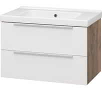 Тумба с раковиной Misty карат 80, подвесная, с 2 ящиками, дуб галифакс олово УТ000015575