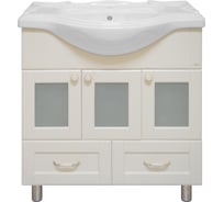 Тумба с раковиной Misty латте 85 с 2 ящиками, бежевая УТ000010191