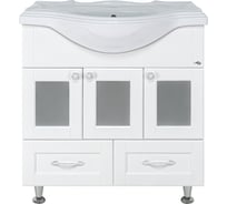 Тумба с раковиной Misty латте 85 с 2 ящиками, белая УТ000011495