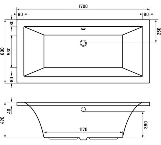 Акриловая ванна Berges Tari 170x80 см, черный матовый 053028