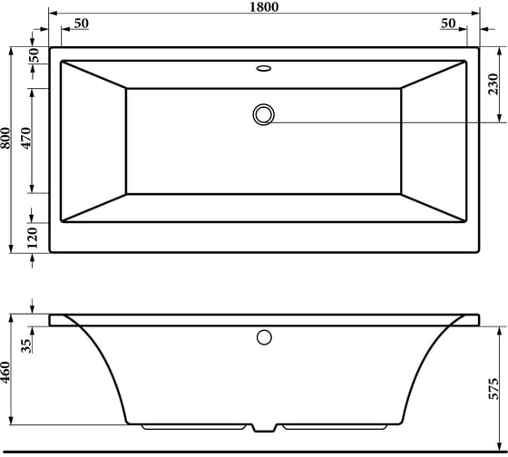 Акриловая ванна Berges Tari 180x80 см, черный глянец 052029