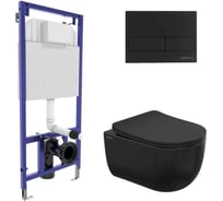 Комплект для монтажа подвесного унитаза Berges инсталляция novum525, кнопка l5 soft touch черный, унитаз ventas black, сиденье микролифт быстросъем 043324