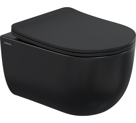 Комплект для монтажа подвесного унитаза Berges инсталляция novum525, кнопка l5 soft touch черный, унитаз ventas black, сиденье микролифт быстросъем 043324