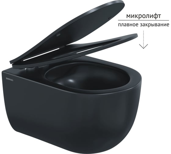 Комплект для монтажа подвесного унитаза Berges инсталляция novum525, кнопка f5 soft touch черный, унитаз ventas black, сиденье дюропласт микролифт быстросъем 043326
