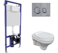 Комплект для монтажа подвесного унитаза Berges инсталляция novum, кнопка o3 хром глянец, унитаз albit s сиденьем дюропласт top slim so микролифт быстросъем 043318