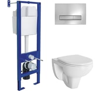 Комплект для монтажа подвесного унитаза Berges инсталляция atom line, кнопка хром глянец, унитаз подвесной gamma с сиденьем полипропилен с микролифтом 043312