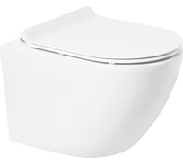 Подвесной безободковый унитаз Art&Max OVALE с сиденьем в комплекте AM011CHR/SC