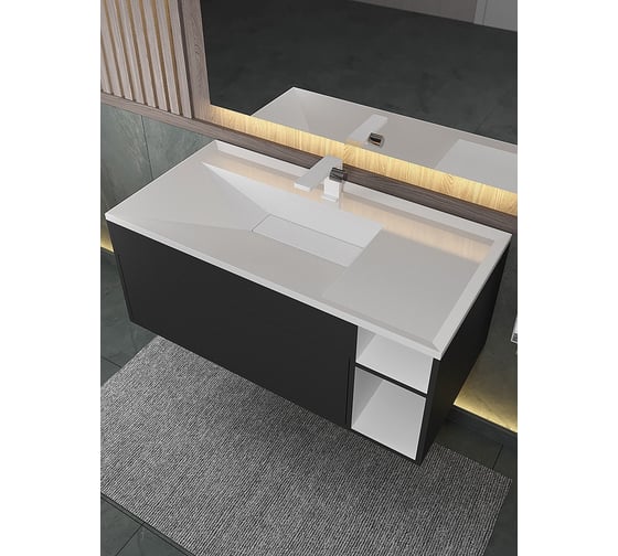 Раковина для ванной Uperwood Lotus 100 см, полувстраиваемая, прямоугольная, белая, глянцевая 35490000001