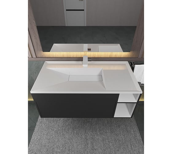 Раковина для ванной Uperwood Lotus 100 см, полувстраиваемая, прямоугольная, белая, глянцевая 35490000001