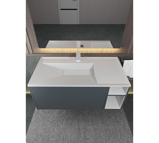 Раковина для ванной Uperwood Lotus 100 см, полувстраиваемая, прямоугольная, белая, матовая 35480000001