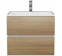 Тумба с раковиной для ванной Uperwood Barsa 60 см, раковина белая, подвесная тумба белая/дуб сонома 2930205646