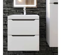 Тумба с раковиной для ванной Uperwood Tanos NEW 50 см, подвесная, белая/графит 2190000015