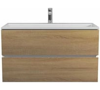 Тумба с раковиной для ванной Uperwood Barsa 90 см, раковина белая, подвесная тумба белая/дуб сонома 29830205648