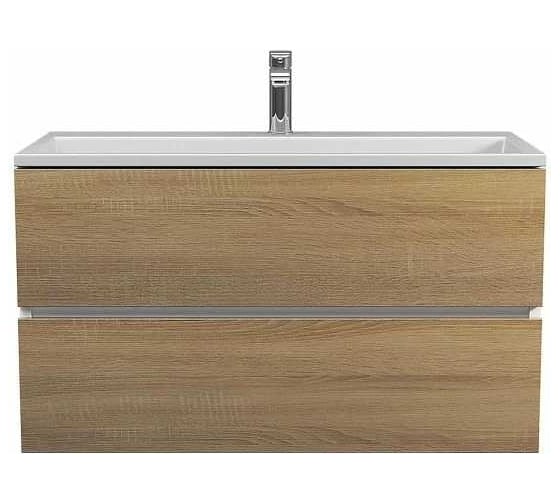 Тумба с раковиной для ванной Uperwood Barsa 90 см, раковина белая, подвесная тумба белая/дуб сонома 29830205648