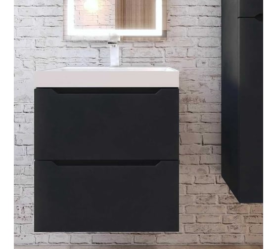 Тумба с раковиной для ванной Uperwood Tanos NEW 50 см, подвесная, черная 2190000014