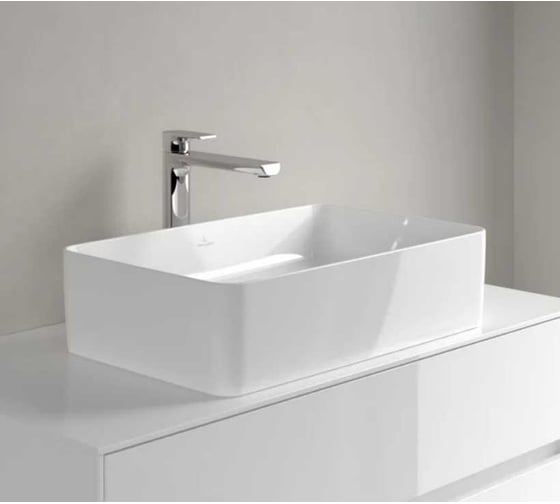 Раковина Villeroy & Boch Collaro 560х360 мм, без отверстия для смесителя, CeramicPlus, альпийский белый 4A2056R1