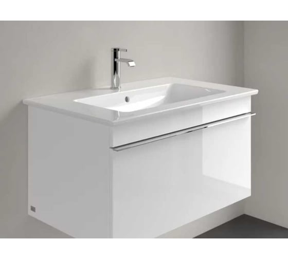 Раковина Villeroy & Boch Venticello 800х500х165 мм, 1 сквозное отверстие для смесителя, 2 промаркированных, альпийский белый 41048L01
