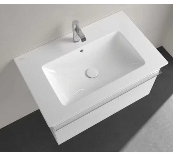 Раковина Villeroy & Boch Venticello 800х500х165 мм, 1 сквозное отверстие для смесителя, 2 промаркированных, альпийский белый 41048L01