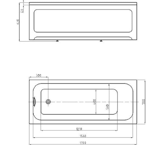 Прямоугольная ванна AQUATEK Мия 170x70 см MIY170-0000004 00000046370