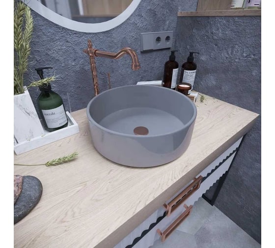 Накладная раковина MORVARID Delta Top Counter фарфор, серый глянец, 36 см 1365436g