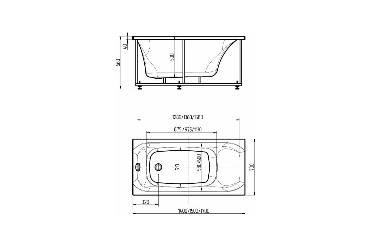 Прямоугольная ванна AQUATEK Альфа 150 ALF150-0000031 00000000156 ...