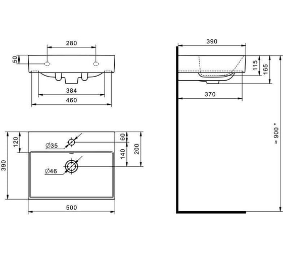 Раковина Roca OLETA 500х390 мм, белая 00082083