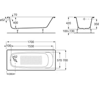 Чугунная ванна Roca Continental 21291100R 00000018781