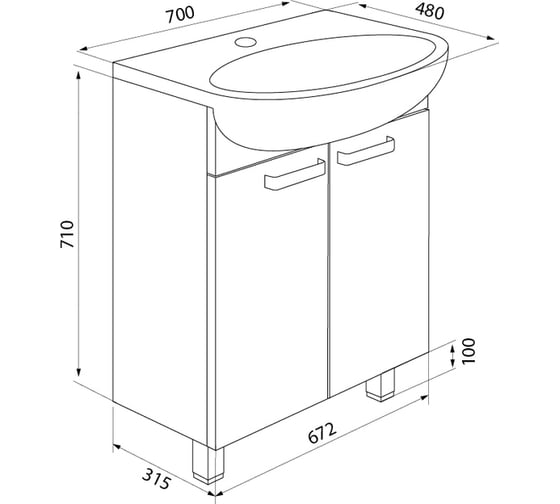 Мебельный умывальник IDDIS 005 70 см 0057000i28