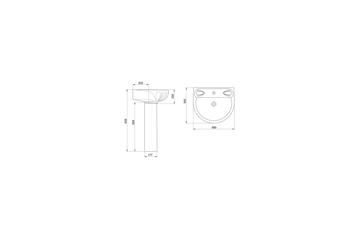 Умывальник Santeri Лотос 58, подвесной, белый 1.3110.6.S00.10B.0 023 ...